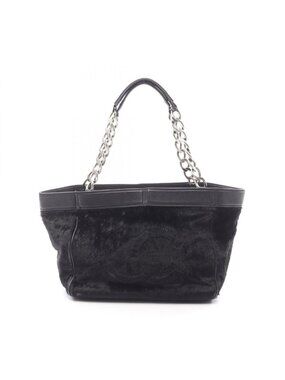 Chanel Tote Black Leather CC Logo Chain Hand B